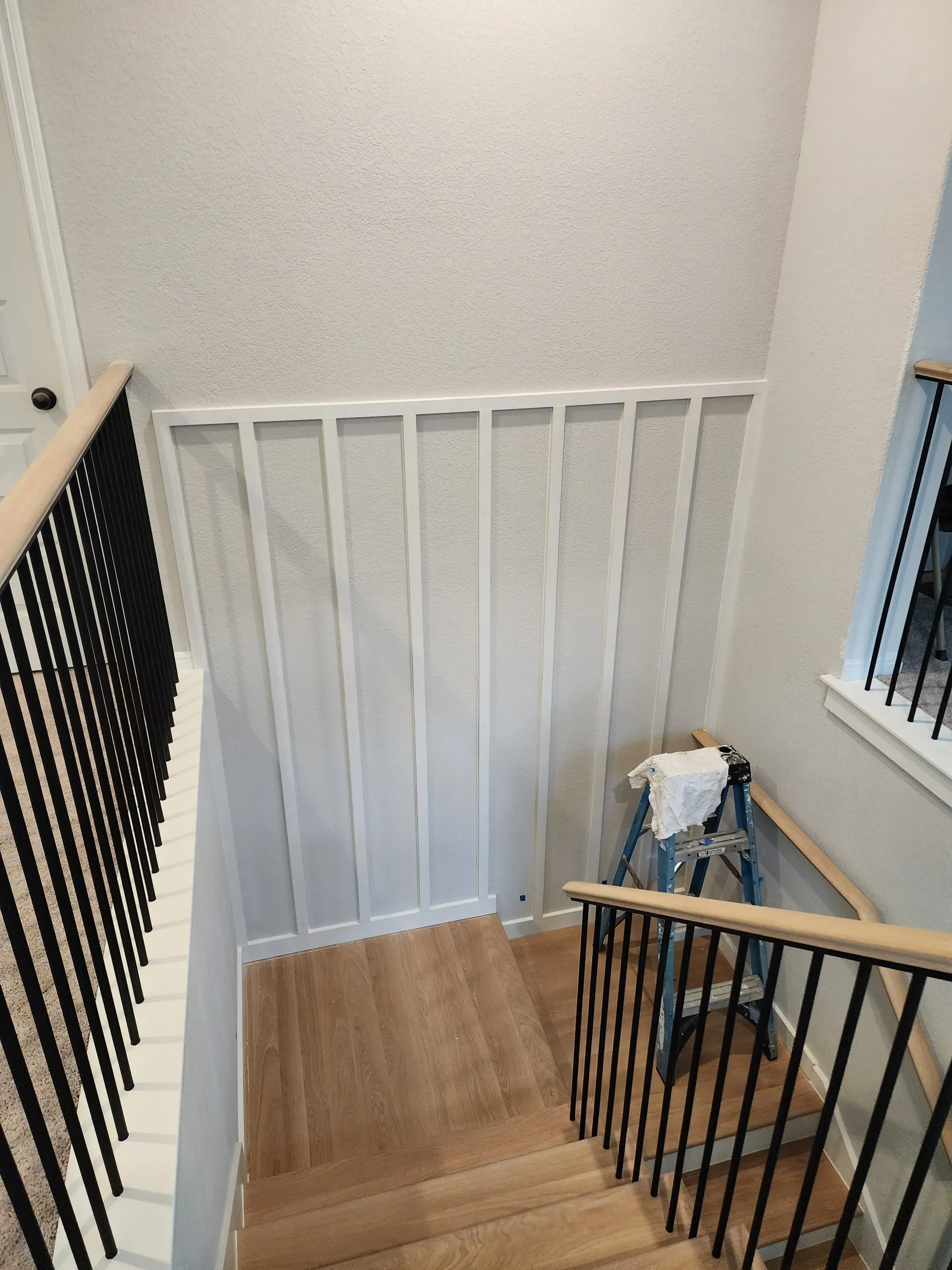 Board and batten staircase wall