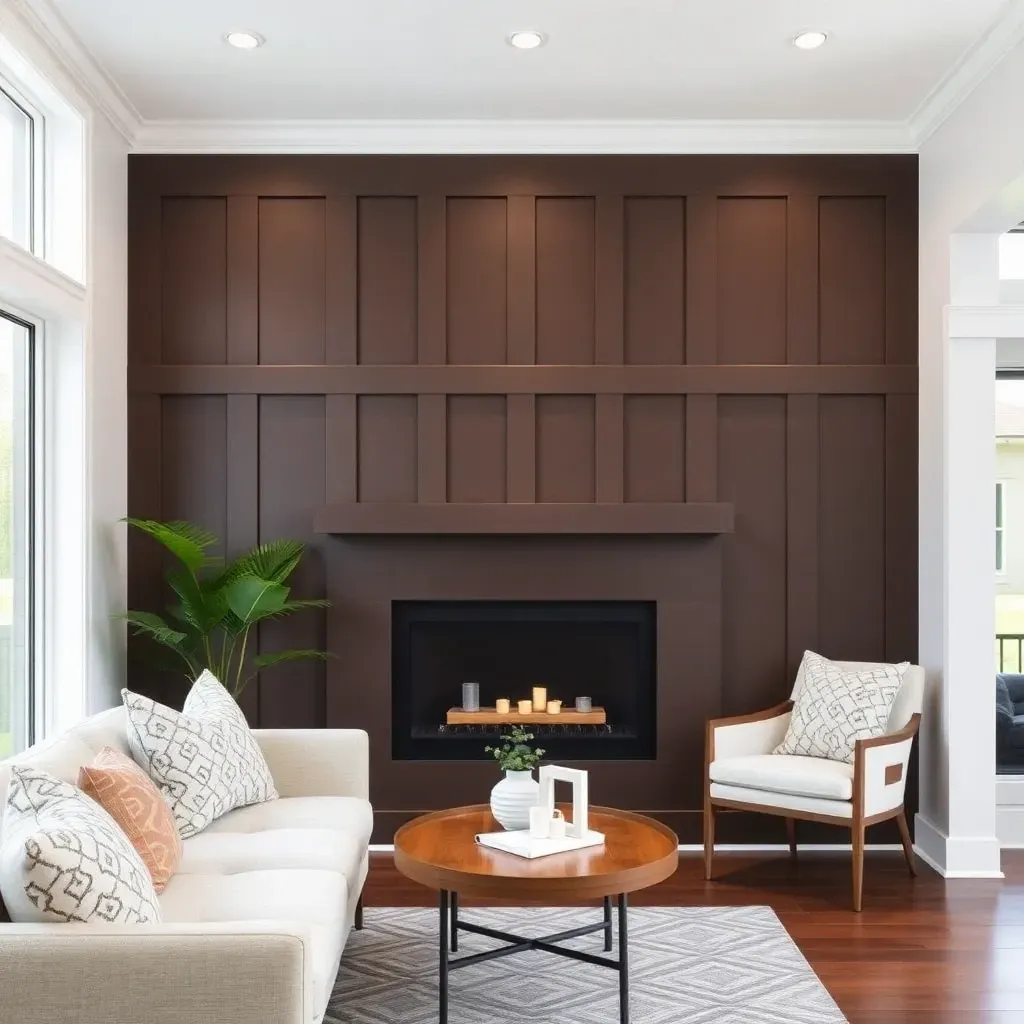 Brown board and batten accent wall