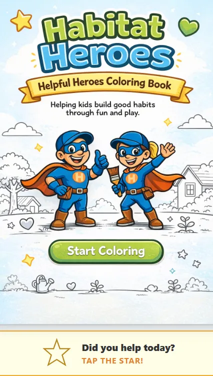 Helpful Heroes online coloring book for younger kids