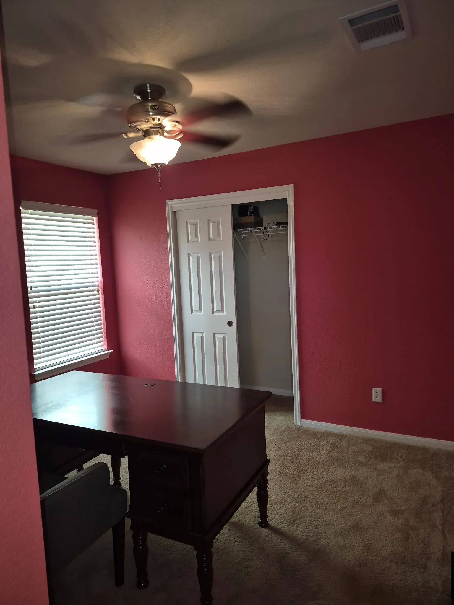 Office walls painted deep red