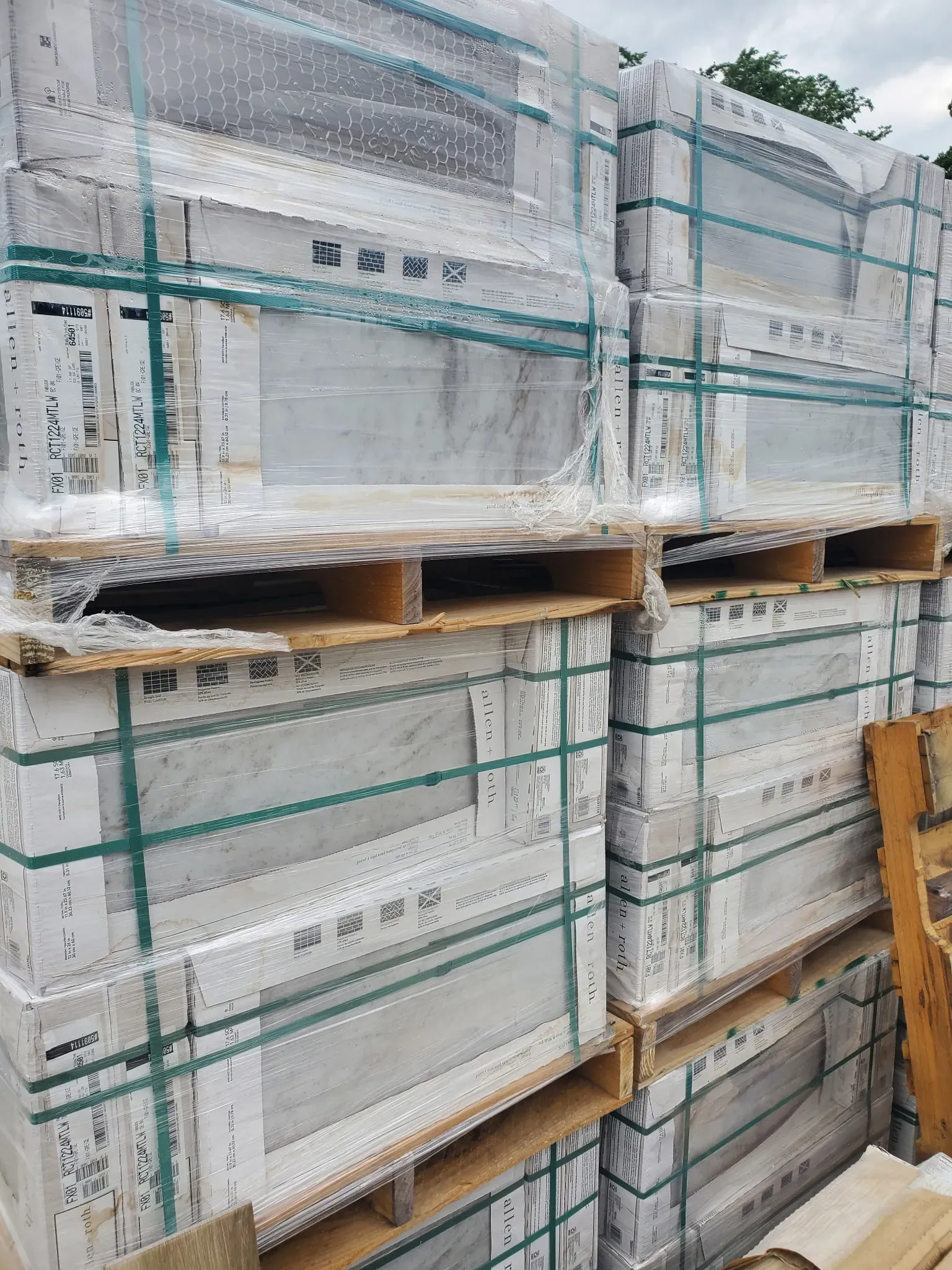 Pallets of clearance flooring stock