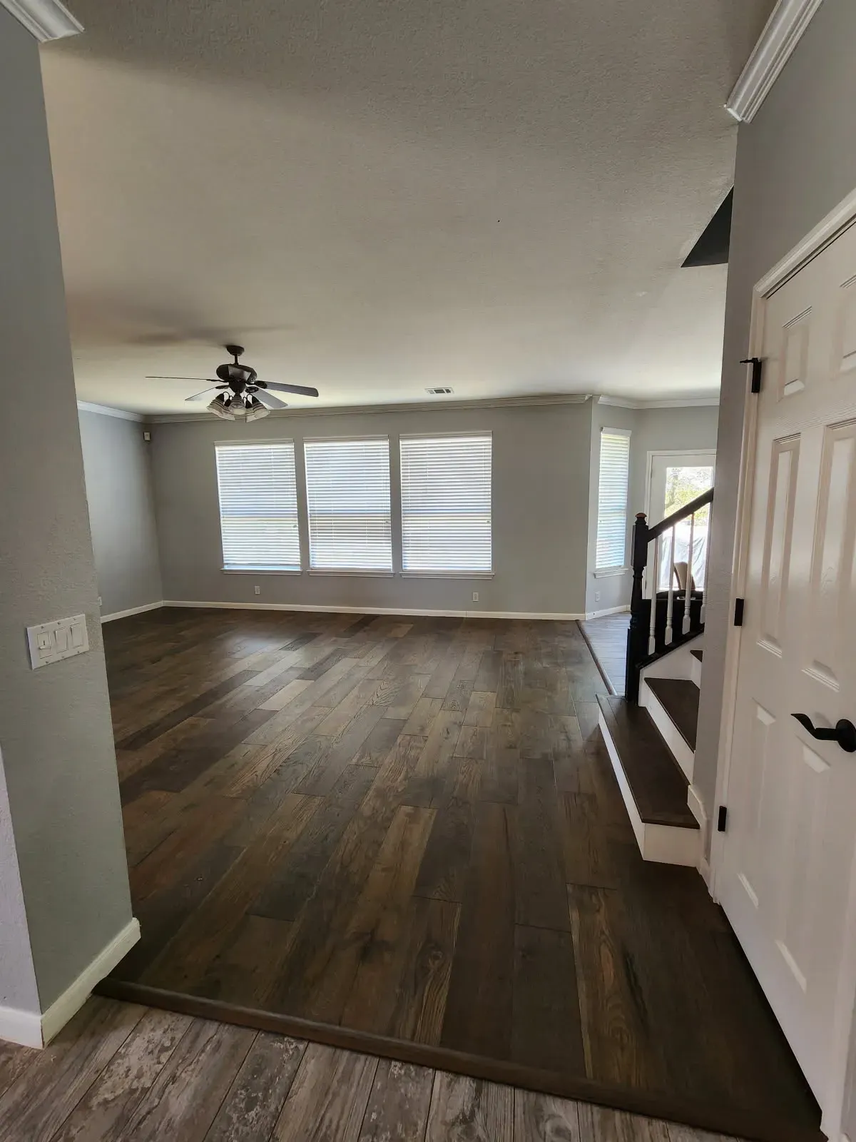 Prefinsihed hickory flooring and stairs installed
