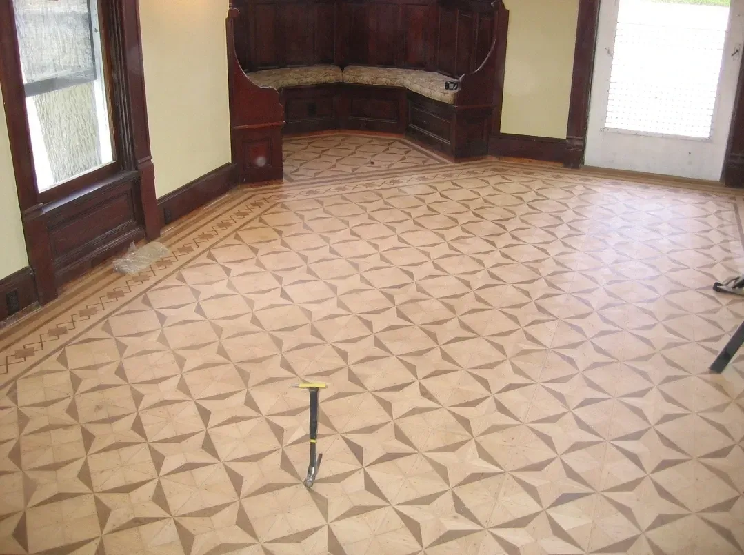 Vintage hardwood floor from 1910 recently sanded a